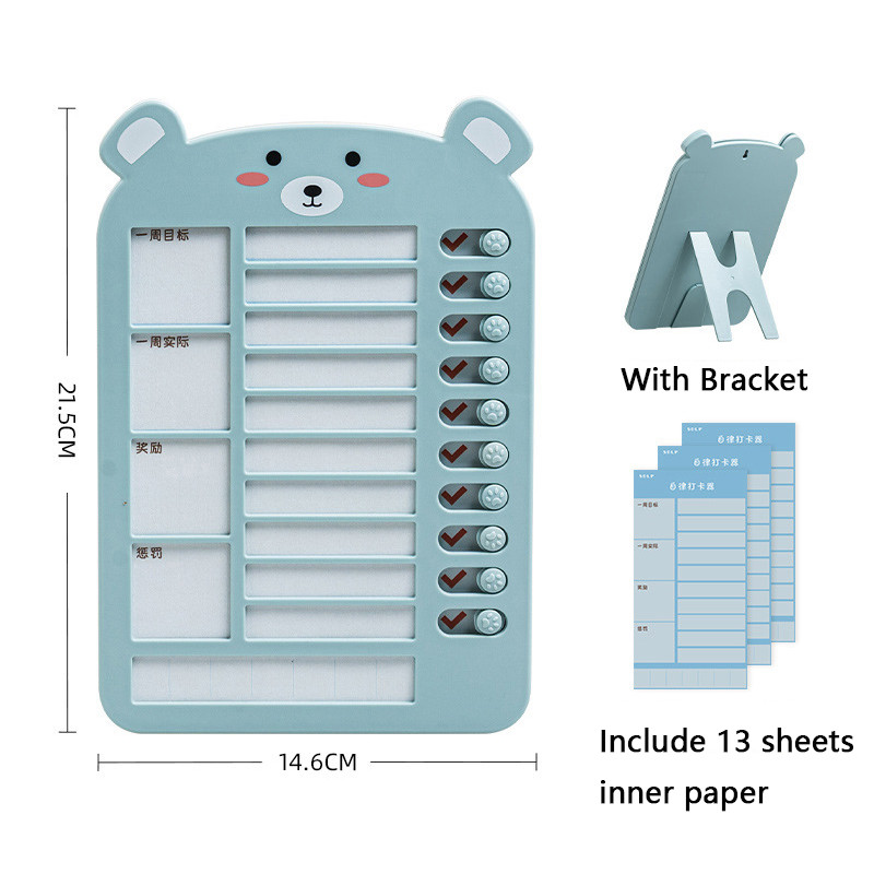 

Cute Bear Children's Self-discipline Memo Checklist Board Punch Card Holiday Schedule Memo Board Wall Hanging Checklist