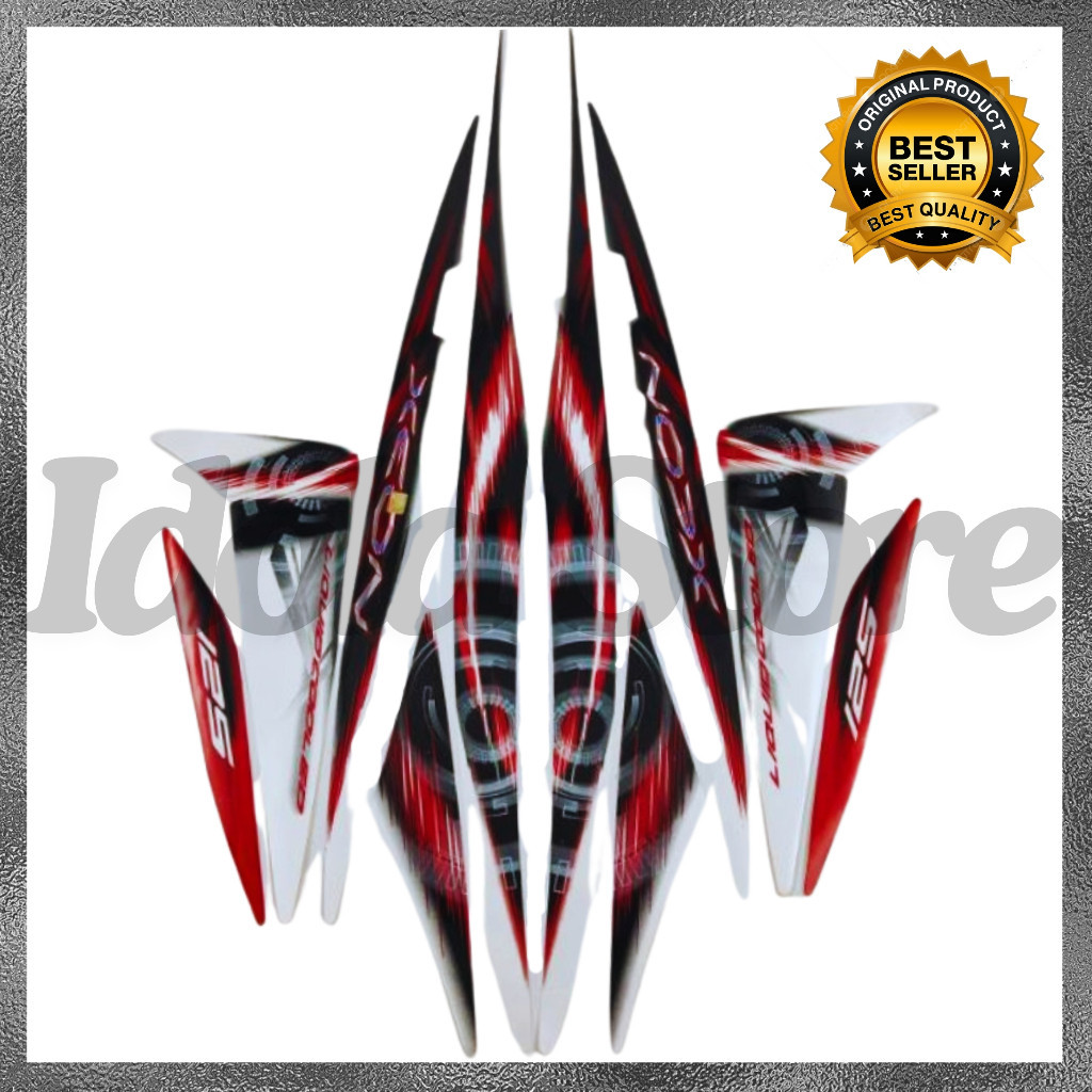 Stiker Striping Yamaha Xeon 125 2012 Putih Merah List Body Motor Yamaha Xeon 125 2012 Terbaik