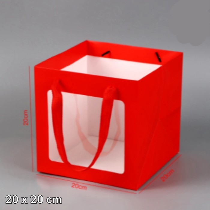 

Paper Bag Merah Kantong Mika Kotak Kue Tart Kantong Kaca PVC Tas Cake - KECIL 20X20 CM