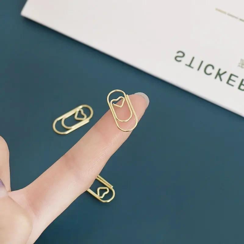 

50pcs/bag Heart Paper Clips Rose Gold Mini Binder Clips Bookmarks Tickets Photo Clamp Patchwork Clips Office Binding Supplies