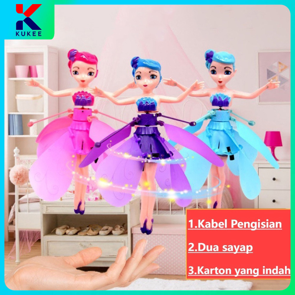 KUKEE Mainan Anak Mainan Peri Terbang Sensor Karakter Mainan Peri Terbang Sensor Tangan Mainan Peri