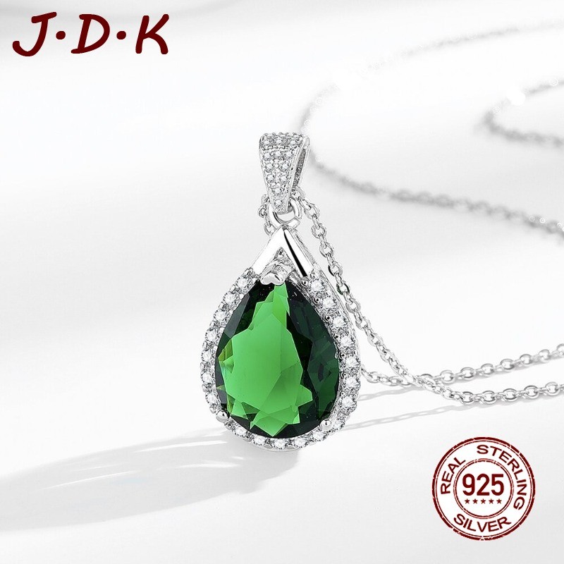 JDK Liontin Wanita Kalung Zamrud 5A Zircon