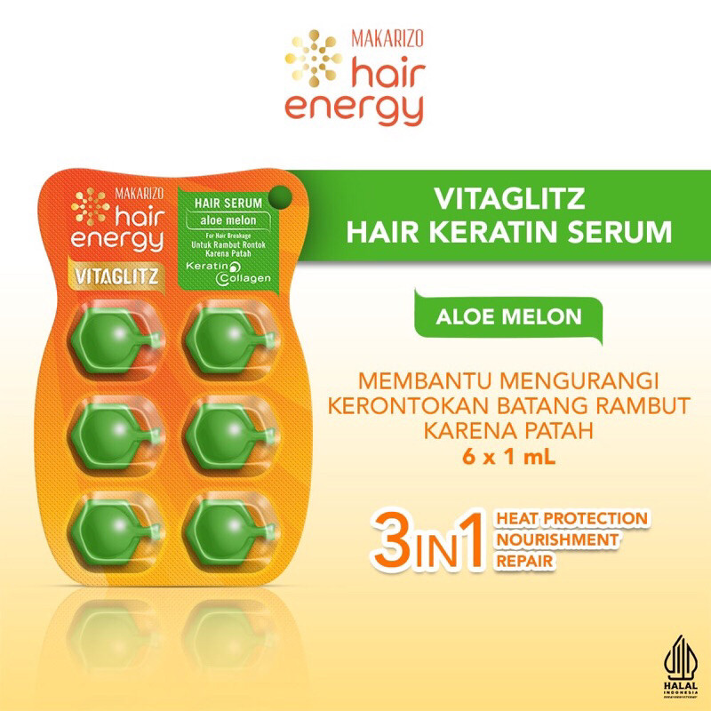 Makarizo Hair Energy Vitaglitz Hair Keratin Serum Aloe Melon - ARM