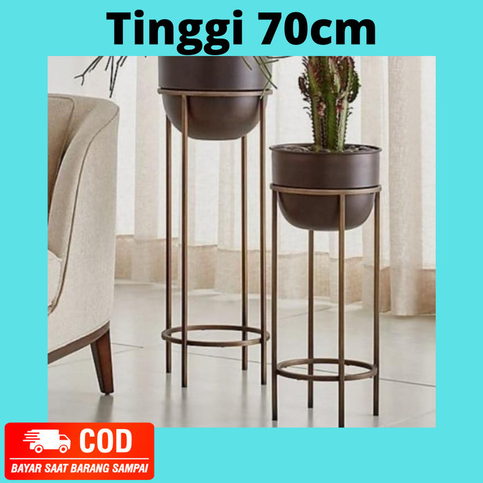 Tempat Pot Tanaman Hias Single Lubang Satu / Standing Planter Rak Besi - Hitam