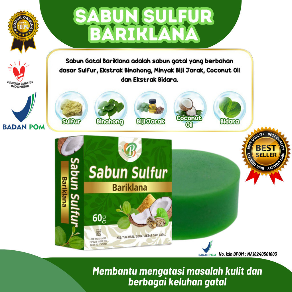 Sabun Herbal Sulfur Bariklana Solusi Gatal, Eksim, Panu
