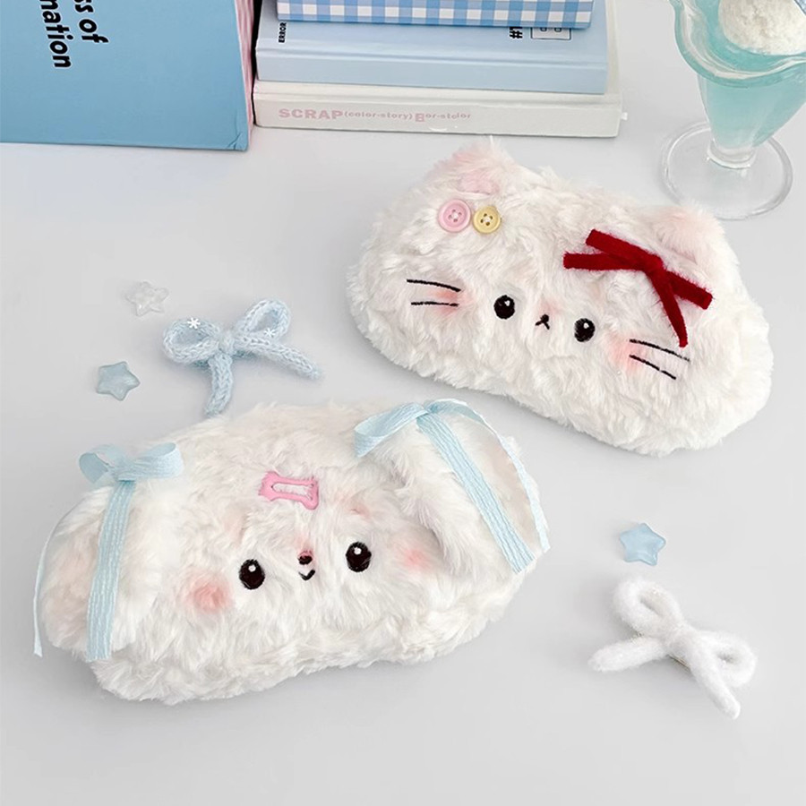 

Plush cat and dog large pen case pencil case storage bag
