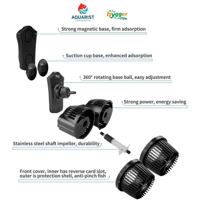 Hygger Double Head Wavemaker Magnetic / Wave Maker Aquarium Magnetic - 5W / S