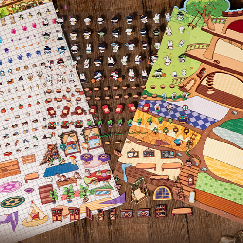 

Mr Paper, 2 styles of fun world pet three-dimensional miniature scenery stickers 2 sheets, cute stationery decorative stickers