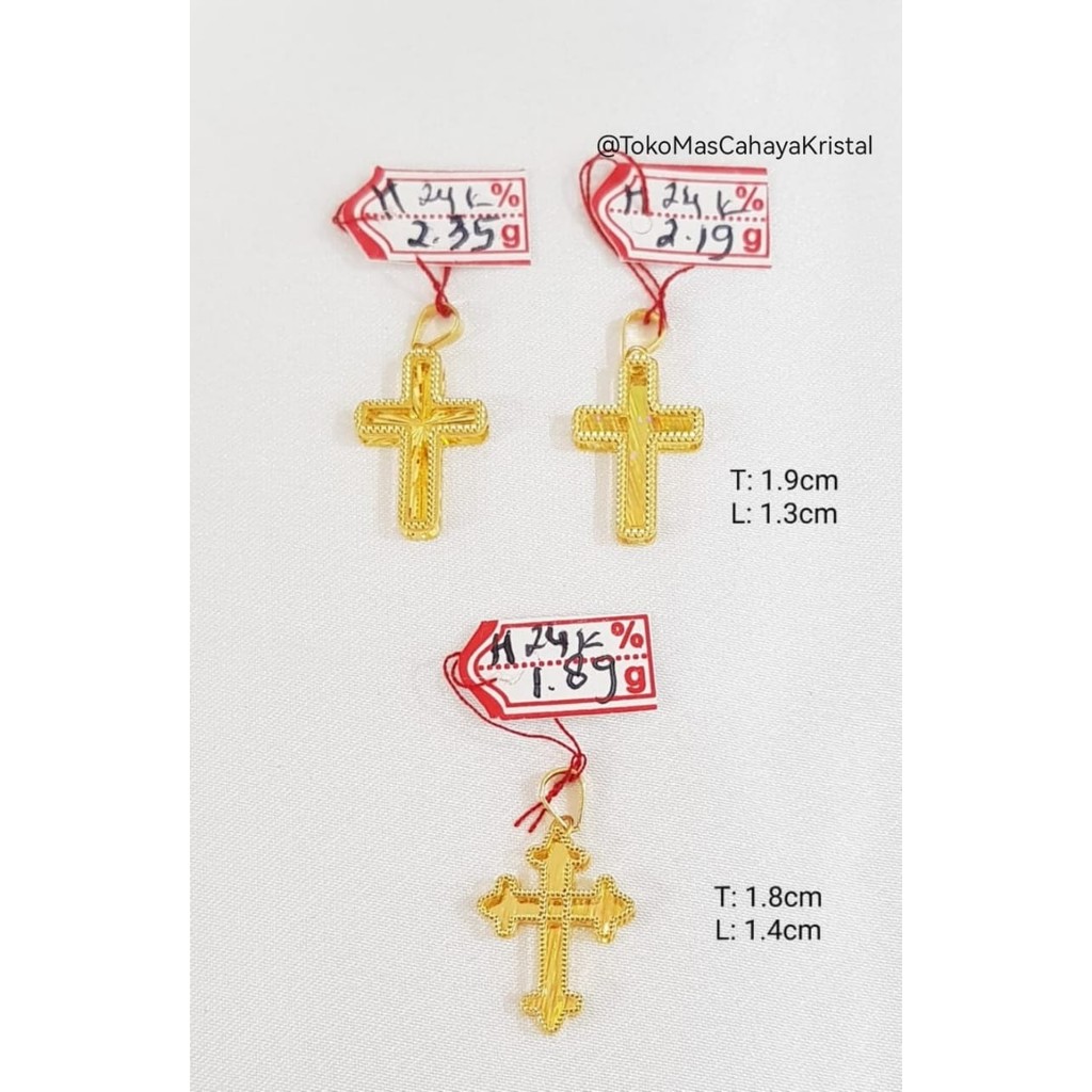 Liontin Emas Salib 24k HK Hongkong 999%- Gold Pendant (1)