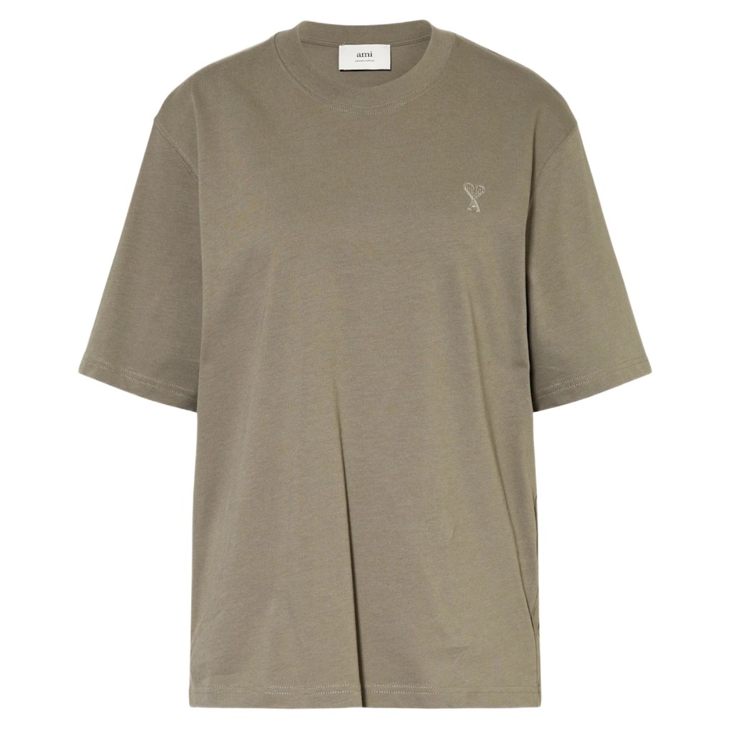 Ami Paris Adc Taupe Small Logo Tee / Kaos Branded Original
