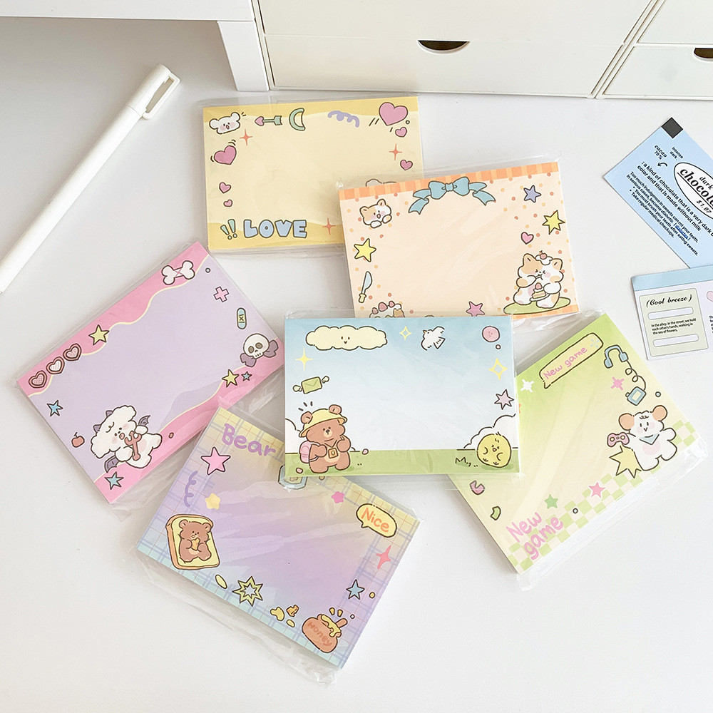 

50 Sheets Cute Bear Rabbit Memo Pads Message Paper Journal DIY Base Material Notepad School Stationery
