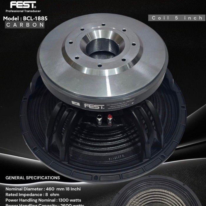 Grosir Speaker Component Fest BCL 1885 Carbon Original 18 inch FEST BCL-1885 CARBON