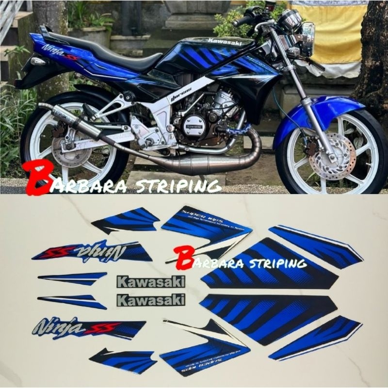 Striping sticker Ninja SS Zebra biru tahun 2014 (METALIK)