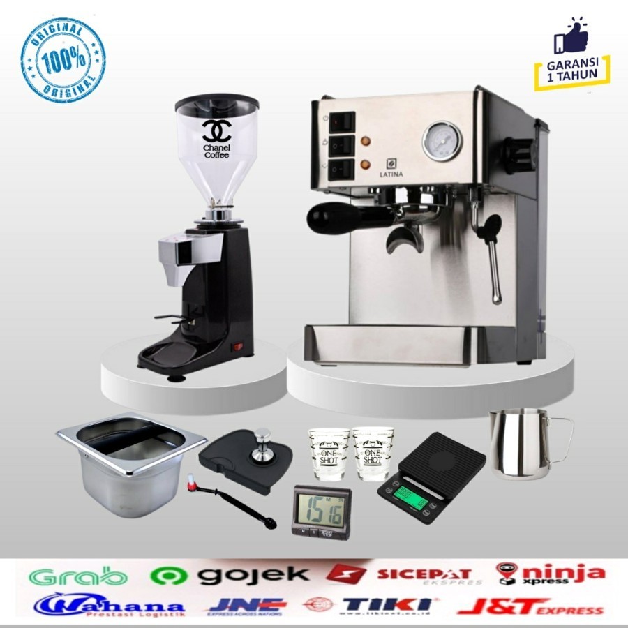 Paket Mesin Kopi Espresso LATINA PRIMO M + Grinder N500 Auto + Tools Lengkap