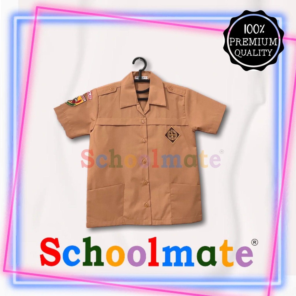 Schoolmate - Baju Pramuka SD Atasan Seragam Pramuka SD Putri Perempuan Lengan Pendek