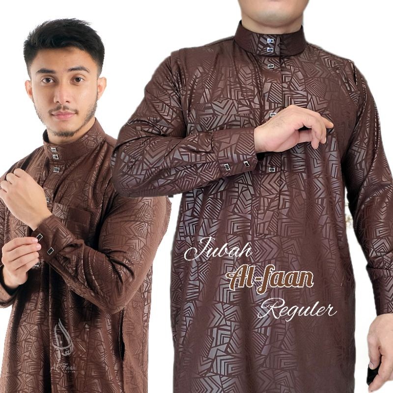 (al faan) Gamis jubah pria dewasa jubah pria muslim embos jubah alfaan exclusive terbaru model Alzan