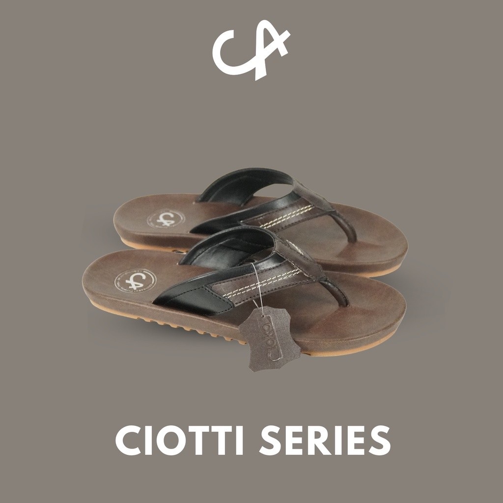 Sandal Pria Kulit Sapi Original Cloka Ciotti Sendal Casual Distro Leather Flipflops Anti Slip Ukuran