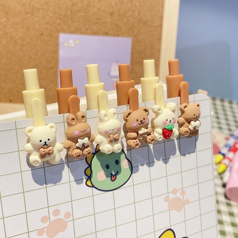 

MAOMAO Pena Cetekan Karakter Bear Pita Lucu Pulpen Tinta Gel Cair Hitam Motif Beruang Unik Alat Tulis Sekolah Kantor Stationary