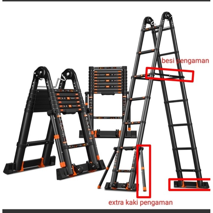 Tangga lipat teleskopik telescopic multifungsi 2,1m 2,5m 2,9m 3,3m 3,7 - BAFEN 2,1+2,1 MDijamin Ori