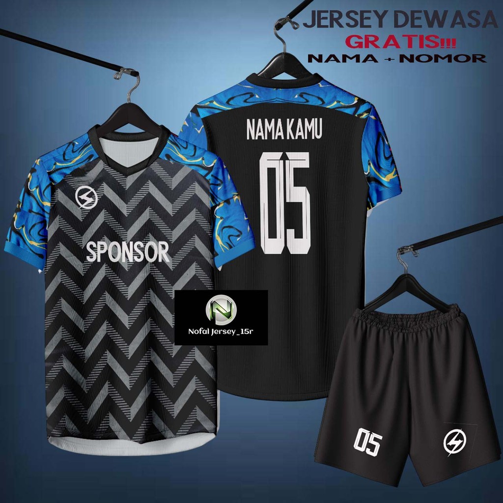 Baju Bola Jersey Futsal Pria Wanita Sablon Nama + Nomer +Logo