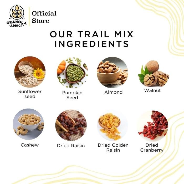 

JAMIN MURAH !!!Granola Addict - Trail Mix (Sunflower, Pumpkin Seeds, Almond, Raisin, Cranberry) 1000G - Normal Pack(BISA LANGSUNG ORDER)