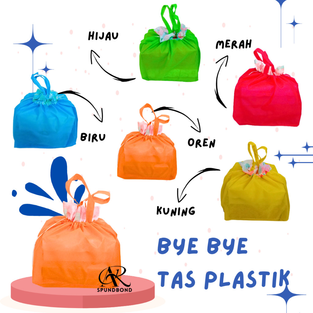 (1 Lusin 12PCS) Tas Hajatan Spunbond | Tas Serut Polos Hajatan | Tas Serut 22