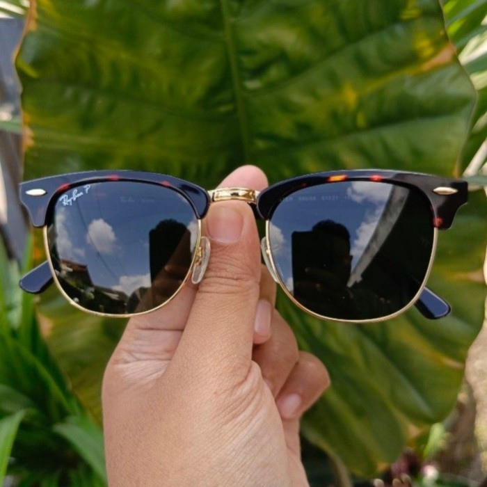 Kacamata Rayban Clubmaster/Club Master Original/Ori 3016 Tortoise Sunglasses Hitam Polarized Anti Si