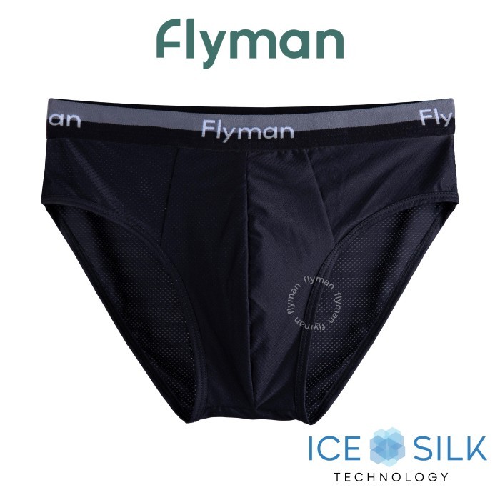 s c Flyman Celana Dalam Pria Brief Ice Silk 1 pcs FM 3364 - Onyx, M