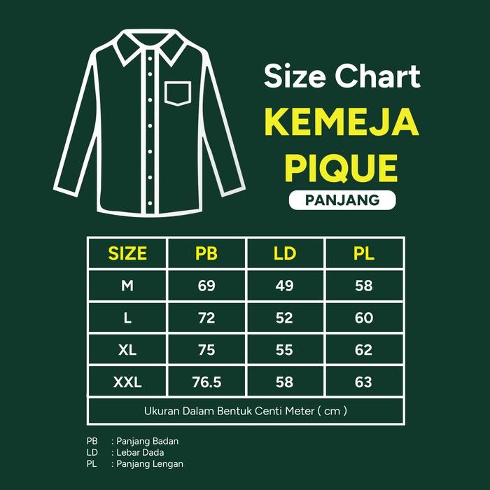 Dzargo Kemeja Polos Pria Lengan Panjang Pique Premium Putih (baju dll) - M