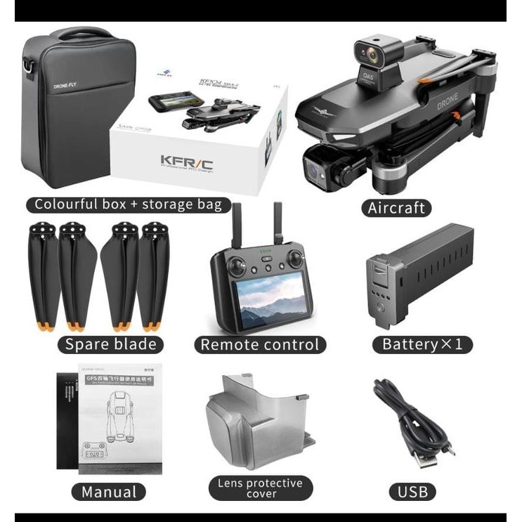 KF104 Max2 / Max 2 6KM Drone GPS 3-Axis Gimbal 4K Camera With Screen Display Remote - KF104 MAX2, 1.