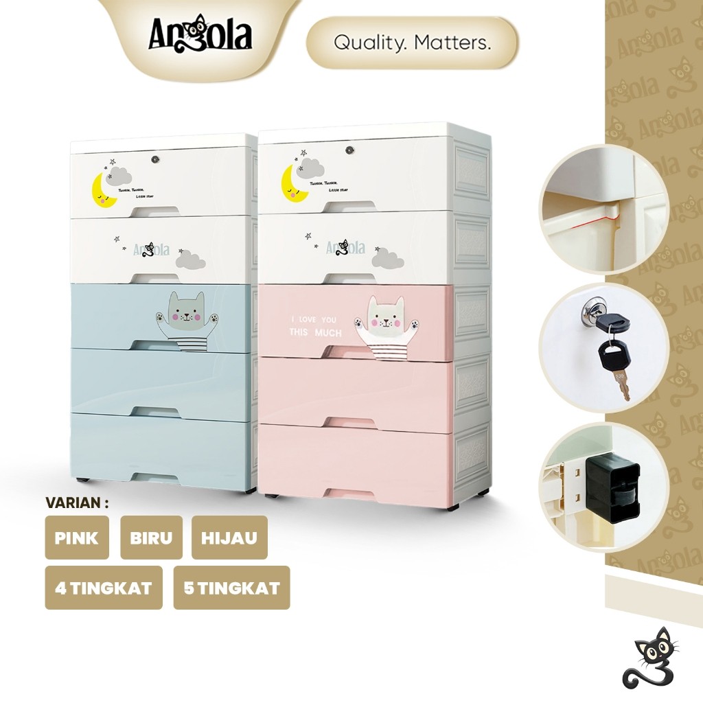 ANGOLA Lemari Pakaian Anak 3 4 5 Tingkat C51-C53 Lemari Plastik Susun