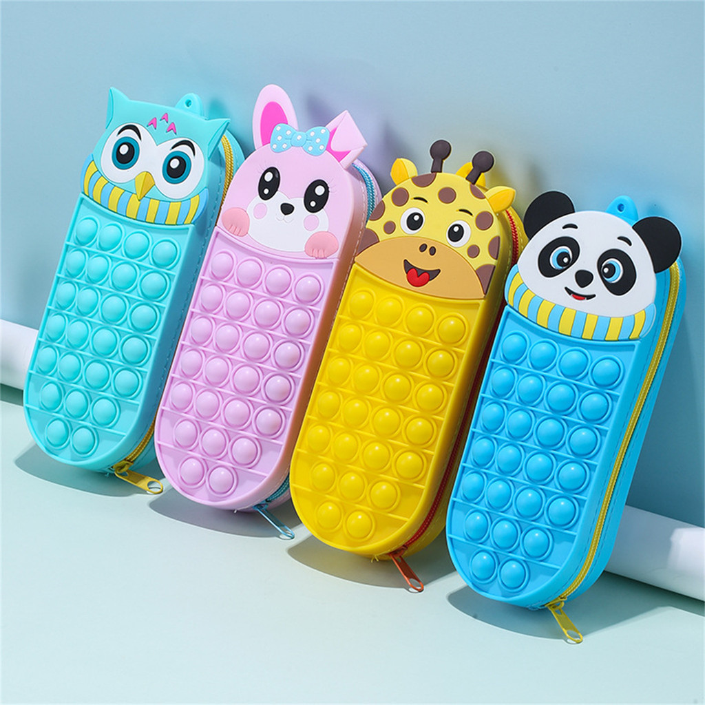 

Cartoon Rabbit Panda Multifunctional Student Stationery Box Cute Pressure Reducing Silicone Pencil Bag Pencil Box School