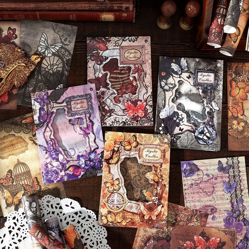 

20pcs/lot Memo Pads Material Paper secret world of ancient castles Junk Journal Scrapbooking Retro Background Decoration Paper