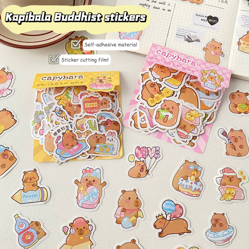 

100 Pcs Cute Capybara Animal Stickers Car Motorcycle Travel Luggage Phone Guitar Laptop Cartoon Helment Decal Kid Gift Toys