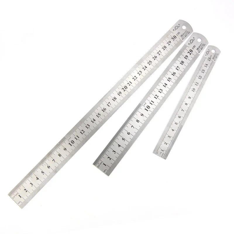 

1pcs Straightedge Double Side Scale Metal Ruler High Quality Stainless Steel Woodworking Drawing Measuring Tools 0-15/25/30mm