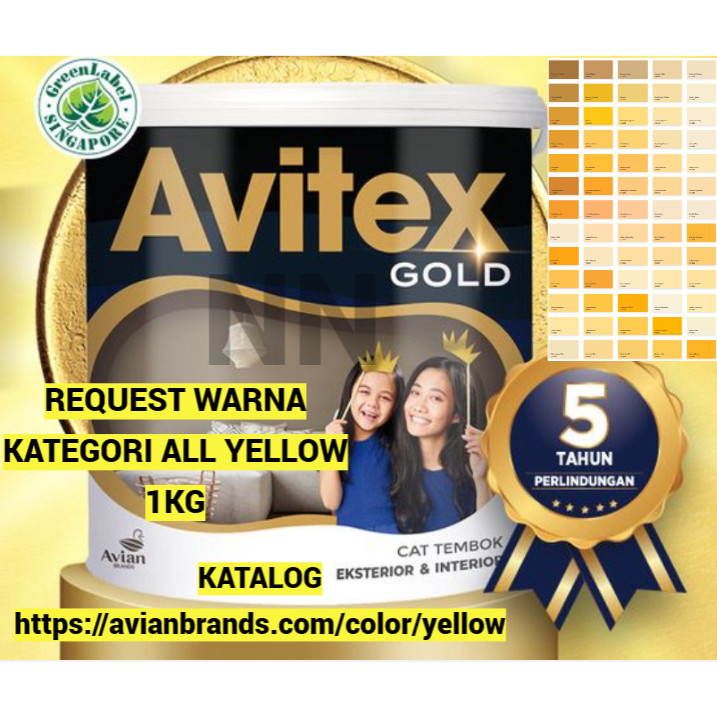 CAT TEMBOK 1KG REQUEST WARNA KUNING AVITEX GOLD CAT DINDING CAT EXTERIOR CAT INTERIOR