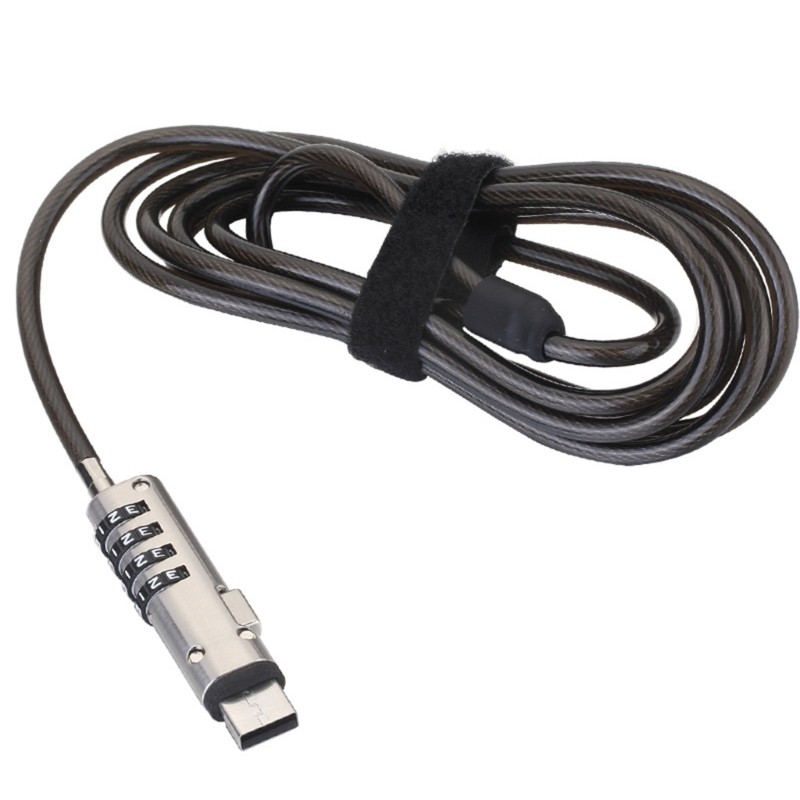 

Laptop Lock Keyless Steel Notebook Combination Office Universal Anti Theft Protective 4 Digit Password USB Port Cable