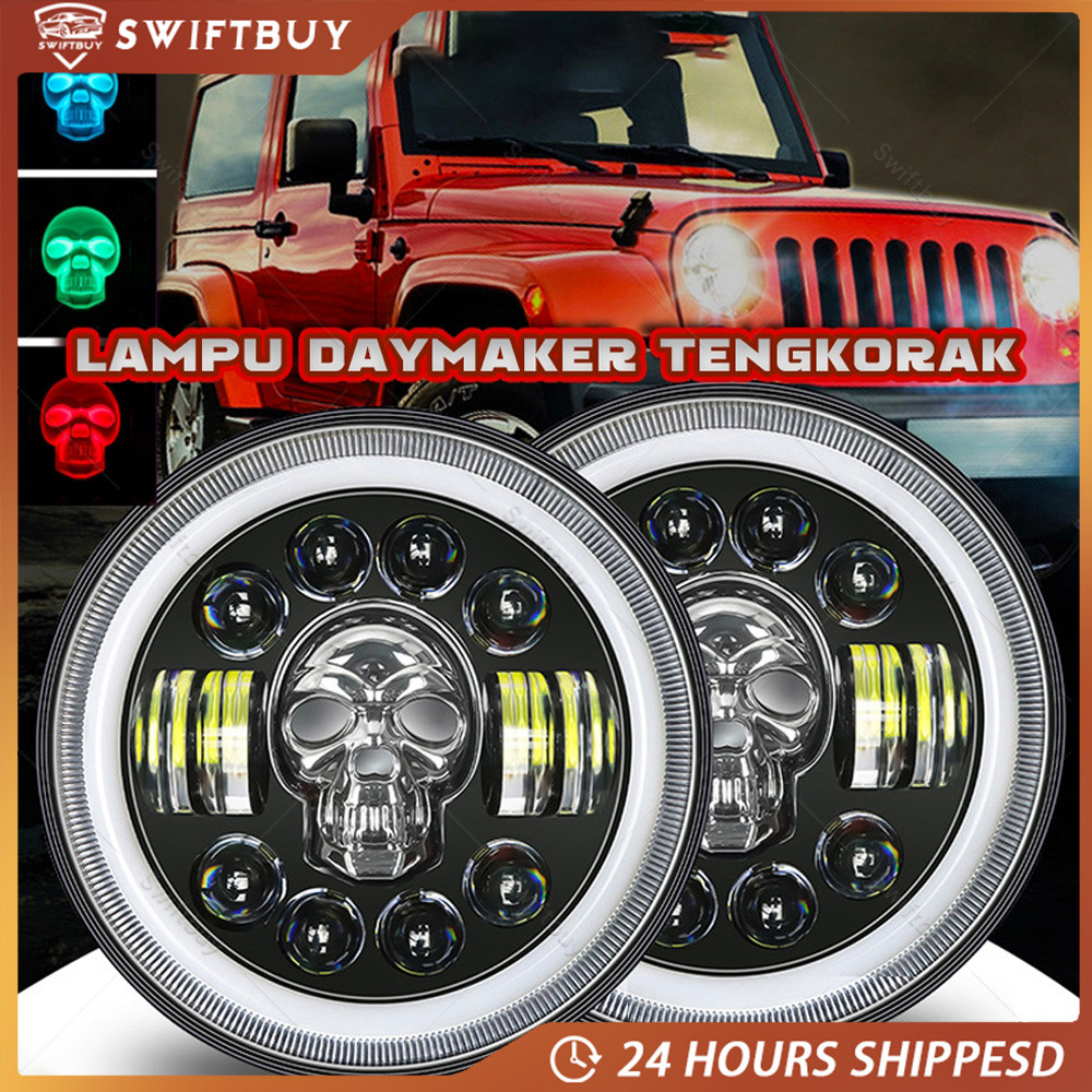 Lampu LED Mobi Lampu Sepeda Motor Lampu Lampu Tembak Daymaker Motor Modifikasi Tengkorak Wrangler 7 