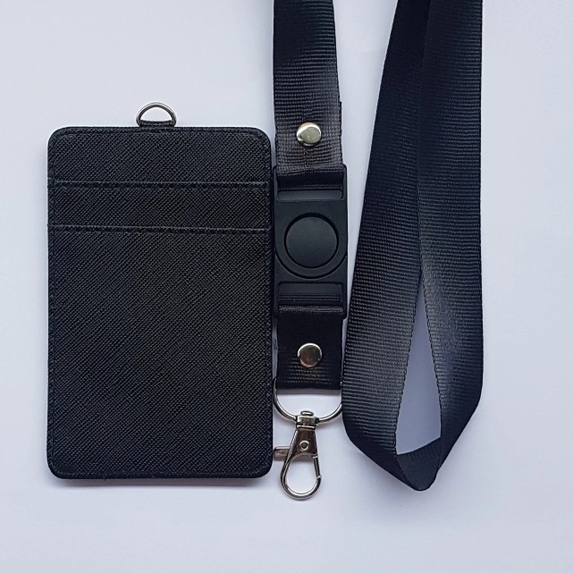 

⭐BISA COD⭐ NAME TAG KALUNG / ID CARD / CARD HOLDER 3 SLOT + LANYARD Hitam