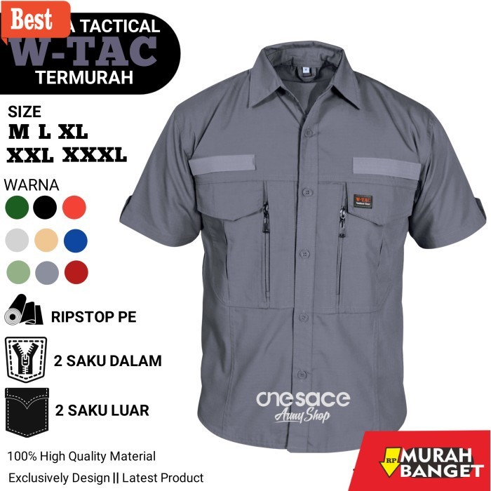 kemeja pendek pria keren Kemeja Kerja Lapangan WTAC Lengan Pendek / Kemeja Tactical Pria Wanita - Ab