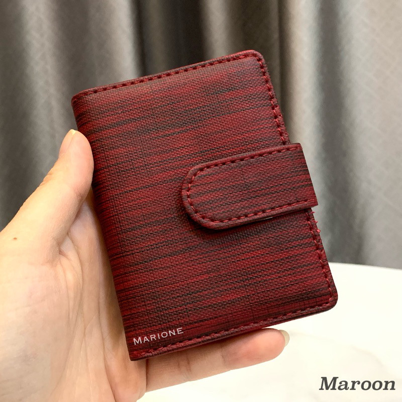 Dompet Kartu Uang & Atm Butik Nels Kayu Pria wanita card kancing lipat Tempat Kartu Motif Serat Kayu