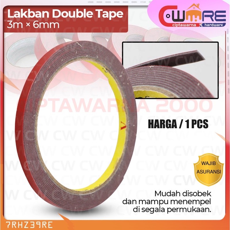 

Selotip Merah Red Double Tape Lakban 3 Meter x 6mm 1pcs - BDB Cw1 CwH2