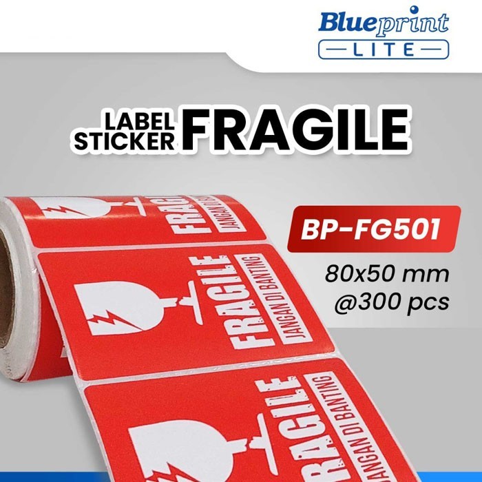 

Blueprint Lite FG501 FG502 Label Sticker Stiker Fragile Jangan Dibanting 80x50 mm Sticker Fragile isi 300 Pcs