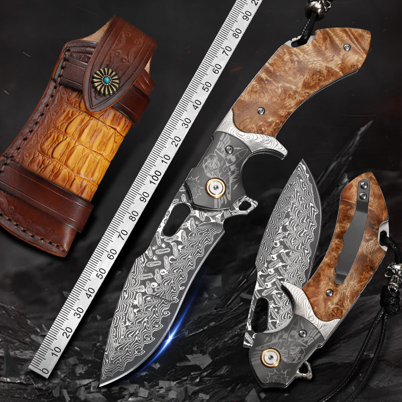 VG10 Damascus Steel pocket knife White Shadow Wood handle ball bearing knife Camping Hunting Surviva