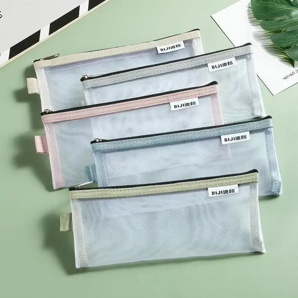 

1Pcs Mesh Zipper Pouch Clear Document Bag Book File Folders Stationery Pencil Case Storage Bags