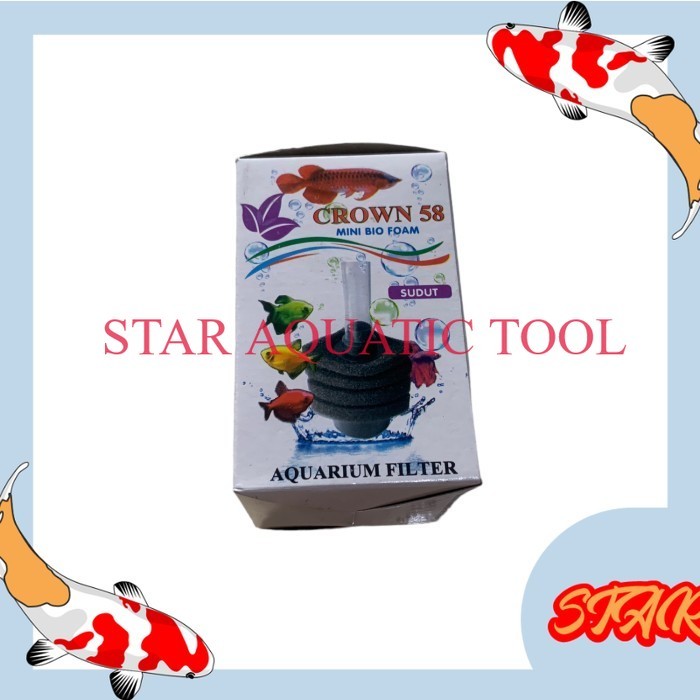 PAKET LENGKAP AERATOR FILTER SPONGE BIOFOAM mini bio foam CROWN 58 SUDUT pojok filter aquarium aquas