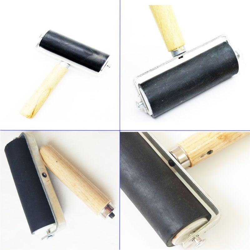 

6Cm/10Cm Roller Karet Rubber Roller Wooden Handle Hard Roll Rubber Roll Roll Grafis Untuk Printmaking
