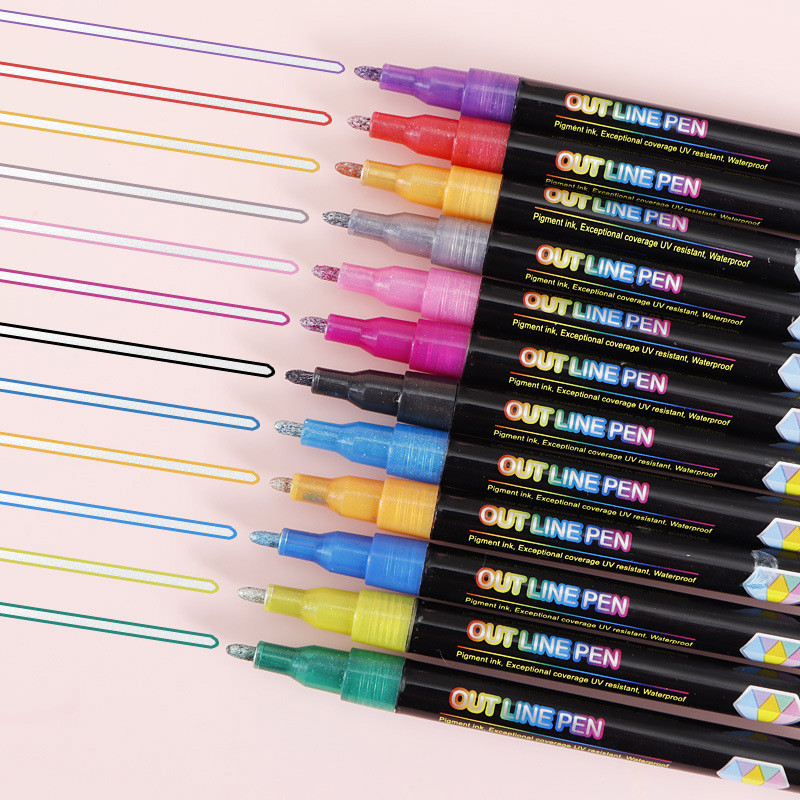 

[GROSIR ATK] SPIDOL ISI 8 GRAFITTI DUAL OUTLINE DENGAN TINTA METALLIC BISA DI KERTAS HITAM JUGA