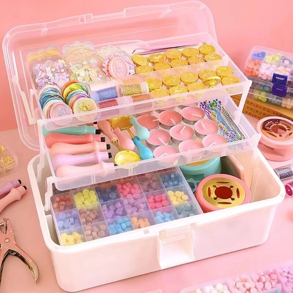

2/3 Layers Large Capacity Storage Box Foldable Multifunctional Plastic Portable Makeup Hairpin Organizer Nail Art Jewelry Box