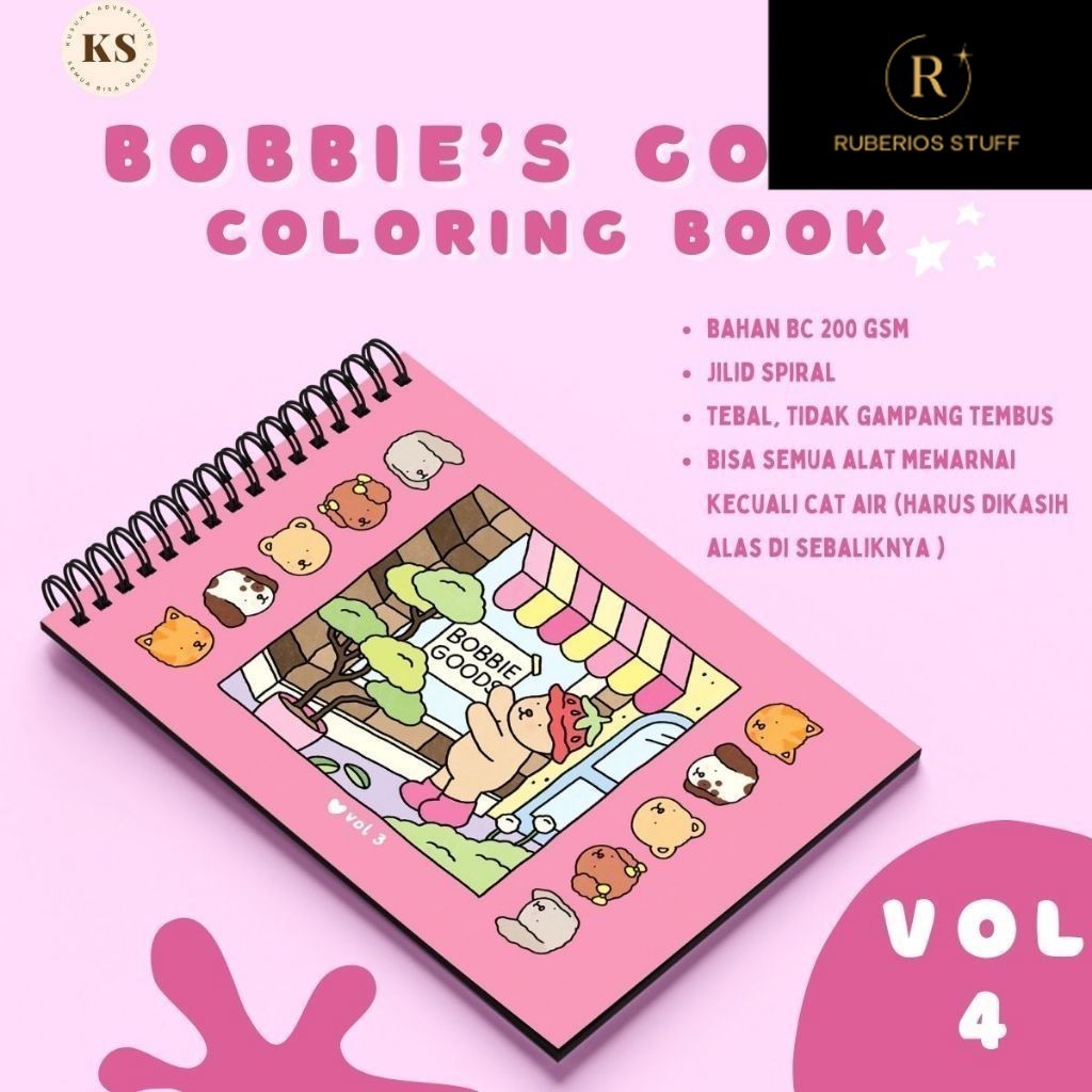 

Bobbie's Goods Vol.4 Coloring Book Buku Mewarnai Anak Remaja Dewasa Aesthetic Kertas Tebal
